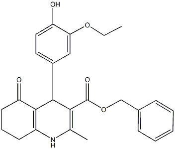 benzyl 4-(3-ethoxy-4-hydroxyphenyl)-2-methyl-5-oxo-1,4,5,6,7,8-hexahydro-3-quinolinecarboxylate Struktur