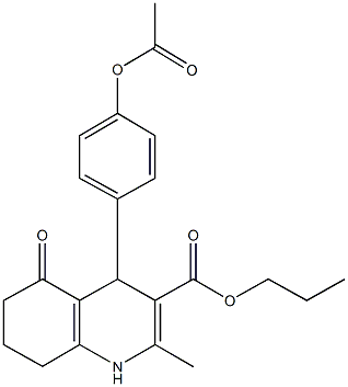 propyl 4-[4-(acetyloxy)phenyl]-2-methyl-5-oxo-1,4,5,6,7,8-hexahydroquinoline-3-carboxylate Struktur