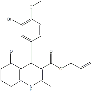 prop-2-enyl 4-[3-bromo-4-(methyloxy)phenyl]-2-methyl-5-oxo-1,4,5,6,7,8-hexahydroquinoline-3-carboxylate Struktur