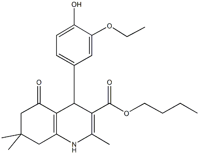 butyl 4-[3-(ethyloxy)-4-hydroxyphenyl]-2,7,7-trimethyl-5-oxo-1,4,5,6,7,8-hexahydroquinoline-3-carboxylate Struktur