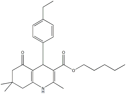 pentyl 4-(4-ethylphenyl)-2,7,7-trimethyl-5-oxo-1,4,5,6,7,8-hexahydroquinoline-3-carboxylate Struktur