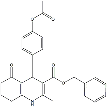 phenylmethyl 4-[4-(acetyloxy)phenyl]-2-methyl-5-oxo-1,4,5,6,7,8-hexahydroquinoline-3-carboxylate Struktur