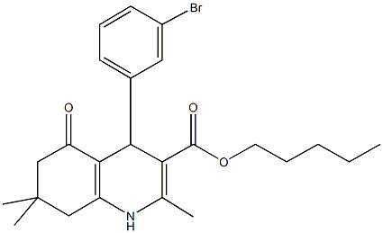 pentyl 4-(3-bromophenyl)-2,7,7-trimethyl-5-oxo-1,4,5,6,7,8-hexahydroquinoline-3-carboxylate Struktur