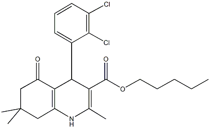 pentyl 4-(2,3-dichlorophenyl)-2,7,7-trimethyl-5-oxo-1,4,5,6,7,8-hexahydroquinoline-3-carboxylate Struktur