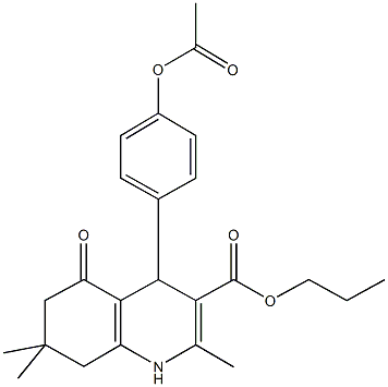 propyl 4-[4-(acetyloxy)phenyl]-2,7,7-trimethyl-5-oxo-1,4,5,6,7,8-hexahydroquinoline-3-carboxylate Struktur