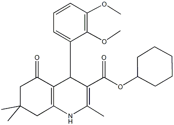 cyclohexyl 4-[2,3-bis(methyloxy)phenyl]-2,7,7-trimethyl-5-oxo-1,4,5,6,7,8-hexahydroquinoline-3-carboxylate Struktur