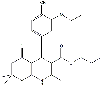 propyl 4-[3-(ethyloxy)-4-hydroxyphenyl]-2,7,7-trimethyl-5-oxo-1,4,5,6,7,8-hexahydroquinoline-3-carboxylate Struktur