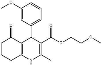 2-methoxyethyl 4-(3-methoxyphenyl)-2-methyl-5-oxo-1,4,5,6,7,8-hexahydro-3-quinolinecarboxylate Struktur