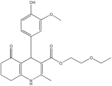 2-(ethyloxy)ethyl 4-[4-hydroxy-3-(methyloxy)phenyl]-2-methyl-5-oxo-1,4,5,6,7,8-hexahydroquinoline-3-carboxylate Struktur