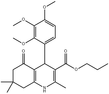 propyl 2,7,7-trimethyl-5-oxo-4-[2,3,4-tris(methyloxy)phenyl]-1,4,5,6,7,8-hexahydroquinoline-3-carboxylate Struktur