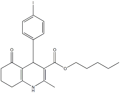 pentyl 4-(4-iodophenyl)-2-methyl-5-oxo-1,4,5,6,7,8-hexahydroquinoline-3-carboxylate Struktur