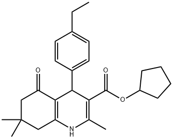 cyclopentyl 4-(4-ethylphenyl)-2,7,7-trimethyl-5-oxo-1,4,5,6,7,8-hexahydroquinoline-3-carboxylate Struktur