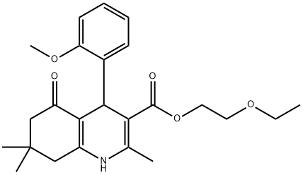 2-(ethyloxy)ethyl 2,7,7-trimethyl-4-[2-(methyloxy)phenyl]-5-oxo-1,4,5,6,7,8-hexahydroquinoline-3-carboxylate Struktur