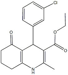 ethyl 4-(3-chlorophenyl)-2-methyl-5-oxo-1,4,5,6,7,8-hexahydro-3-quinolinecarboxylate Struktur