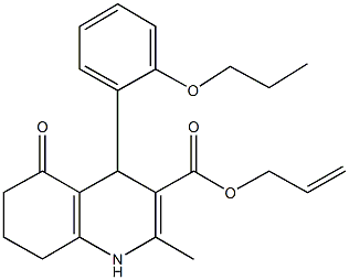 prop-2-enyl 2-methyl-5-oxo-4-[2-(propyloxy)phenyl]-1,4,5,6,7,8-hexahydroquinoline-3-carboxylate Struktur