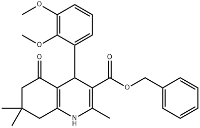 phenylmethyl 4-[2,3-bis(methyloxy)phenyl]-2,7,7-trimethyl-5-oxo-1,4,5,6,7,8-hexahydroquinoline-3-carboxylate Struktur