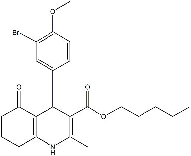 pentyl 4-[3-bromo-4-(methyloxy)phenyl]-2-methyl-5-oxo-1,4,5,6,7,8-hexahydroquinoline-3-carboxylate Struktur