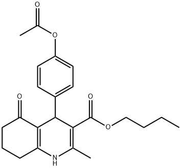 butyl 4-[4-(acetyloxy)phenyl]-2-methyl-5-oxo-1,4,5,6,7,8-hexahydro-3-quinolinecarboxylate Struktur