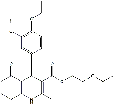 2-(ethyloxy)ethyl 4-[4-(ethyloxy)-3-(methyloxy)phenyl]-2-methyl-5-oxo-1,4,5,6,7,8-hexahydroquinoline-3-carboxylate Struktur