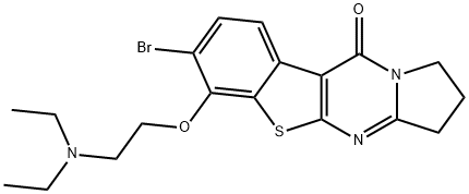 7-bromo-6-[2-(diethylamino)ethoxy]-2,3-dihydro[1]benzothieno[2,3-d]pyrrolo[1,2-a]pyrimidin-10(1H)-one Struktur