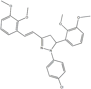 1-(4-chlorophenyl)-5-(2,3-dimethoxyphenyl)-3-[2-(2,3-dimethoxyphenyl)vinyl]-4,5-dihydro-1H-pyrazole Struktur