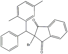 2-bromo-2-[(2,5-dimethylphenyl)(phenyl)methyl]-1H-indene-1,3(2H)-dione Struktur