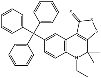 5-ethyl-4,4-dimethyl-8-trityl-4,5-dihydro-1H-[1,2]dithiolo[3,4-c]quinoline-1-thione Struktur