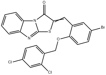 2-{5-bromo-2-[(2,4-dichlorobenzyl)oxy]benzylidene}[1,3]thiazolo[3,2-a]benzimidazol-3(2H)-one Struktur