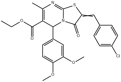 ethyl 2-(4-chlorobenzylidene)-5-(3,4-dimethoxyphenyl)-7-methyl-3-oxo-2,3-dihydro-5H-[1,3]thiazolo[3,2-a]pyrimidine-6-carboxylate Struktur