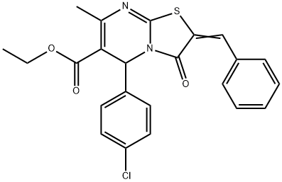 ethyl 2-benzylidene-5-(4-chlorophenyl)-7-methyl-3-oxo-2,3-dihydro-5H-[1,3]thiazolo[3,2-a]pyrimidine-6-carboxylate Struktur