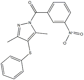 1-{3-nitrobenzoyl}-3,5-dimethyl-4-(phenylsulfanyl)-1H-pyrazole Struktur