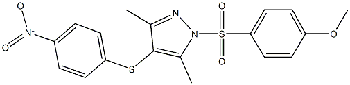 4-({4-nitrophenyl}sulfanyl)-1-[(4-methoxyphenyl)sulfonyl]-3,5-dimethyl-1H-pyrazole Struktur