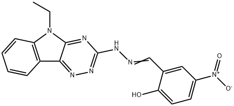 2-hydroxy-5-nitrobenzaldehyde (5-ethyl-5H-[1,2,4]triazino[5,6-b]indol-3-yl)hydrazone Struktur