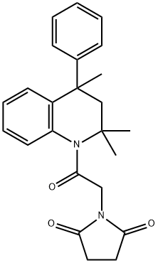 1-[2-oxo-2-(2,2,4-trimethyl-4-phenyl-3,4-dihydro-1(2H)-quinolinyl)ethyl]-2,5-pyrrolidinedione Struktur