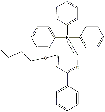 butyl 2-phenyl-4-(triphenylphosphoranylidene)-4H-imidazol-5-yl sulfide Struktur