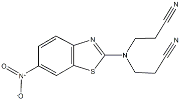 3-((2-cyanoethyl){6-nitro-1,3-benzothiazol-2-yl}amino)propanenitrile Struktur