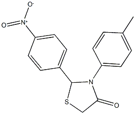 2-{4-nitrophenyl}-3-(4-methylphenyl)-1,3-thiazolidin-4-one Struktur