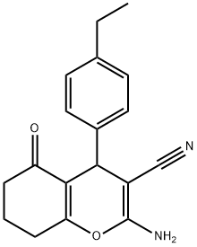 2-amino-4-(4-ethylphenyl)-5-oxo-5,6,7,8-tetrahydro-4H-chromene-3-carbonitrile Struktur