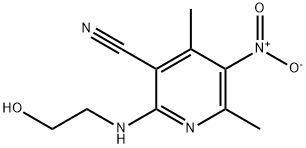 2-[(2-hydroxyethyl)amino]-5-nitro-4,6-dimethylnicotinonitrile Struktur