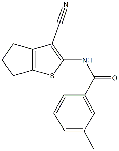 N-(3-cyano-5,6-dihydro-4H-cyclopenta[b]thien-2-yl)-3-methylbenzamide Struktur