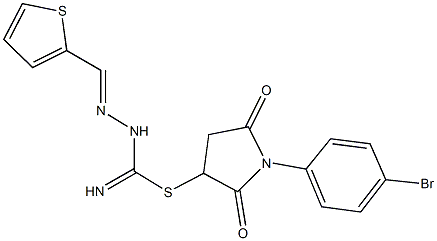 1-(4-bromophenyl)-2,5-dioxo-3-pyrrolidinyl 2-(2-thienylmethylene)hydrazinecarbimidothioate Struktur