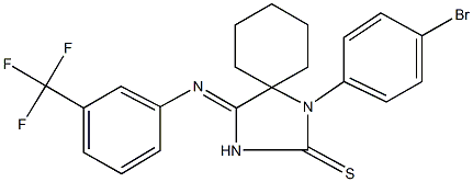 1-(4-bromophenyl)-4-{[3-(trifluoromethyl)phenyl]imino}-1,3-diazaspiro[4.5]decane-2-thione Struktur