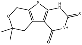 6,6-dimethyl-2-thioxo-1,2,3,5,6,8-hexahydro-4H-pyrano[4',3':4,5]thieno[2,3-d]pyrimidin-4-one Struktur