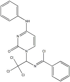 N-[1-(4-anilino-2-oxo-1(2H)-pyrimidinyl)-2,2,2-trichloroethyl]benzenecarboximidoyl chloride Struktur