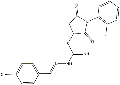 1-(2-methylphenyl)-2,5-dioxo-3-pyrrolidinyl 2-(4-chlorobenzylidene)hydrazinecarbimidothioate Struktur