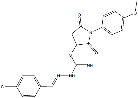 1-(4-methoxyphenyl)-2,5-dioxo-3-pyrrolidinyl 2-(4-chlorobenzylidene)hydrazinecarbimidothioate Struktur