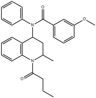 N-(1-butyryl-2-methyl-1,2,3,4-tetrahydro-4-quinolinyl)-3-methoxy-N-phenylbenzamide Struktur