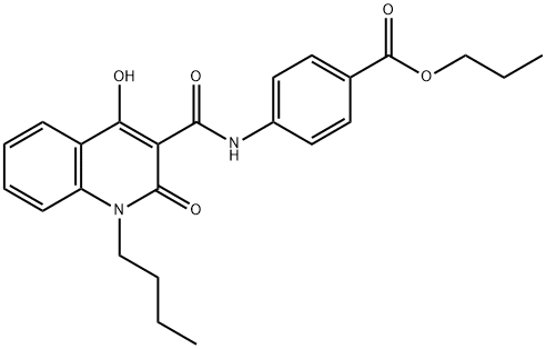 propyl 4-{[(1-butyl-4-hydroxy-2-oxo-1,2-dihydroquinolin-3-yl)carbonyl]amino}benzoate Struktur