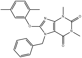 7-benzyl-8-(2,5-dimethylphenoxy)-1,3-dimethyl-3,7-dihydro-1H-purine-2,6-dione Struktur