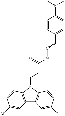 3-(3,6-dichloro-9H-carbazol-9-yl)-N'-[4-(dimethylamino)benzylidene]propanohydrazide Struktur